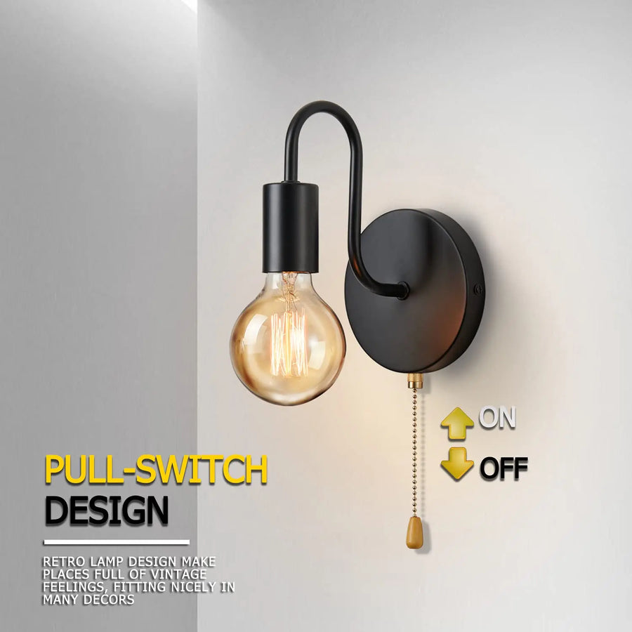 Matte Black Industrial E27 Wall Sconce