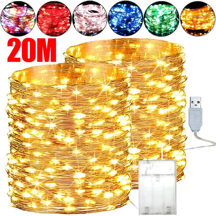 Battery or USB fairy string lights in multiple colors