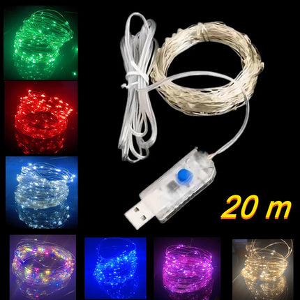 USB silver-wire fairy lights with eight lighting modes
