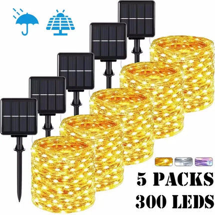 Solar outdoor fairy string lights with separate solar panel