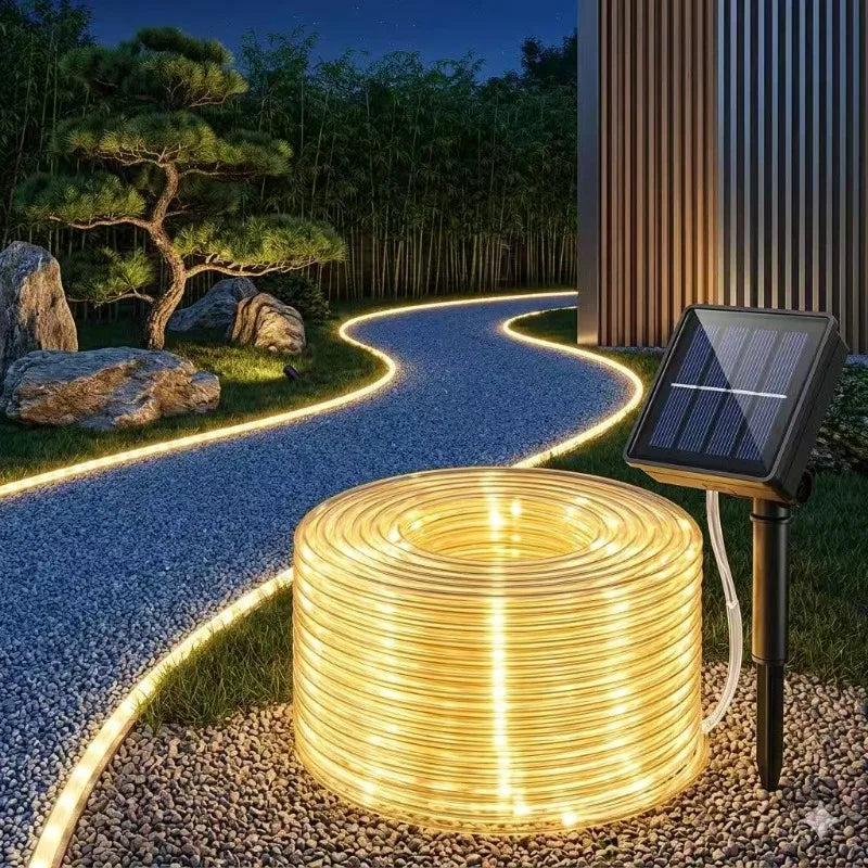 Solar Outdoor Rope Lights — 7–22 m, Dusk-to-Dawn
